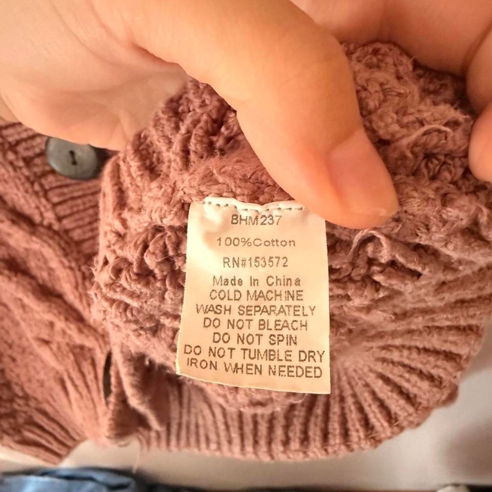 Böhme 100% cotton dusty pink cable knit cropped cardigan in size S - Picture 4 of 4